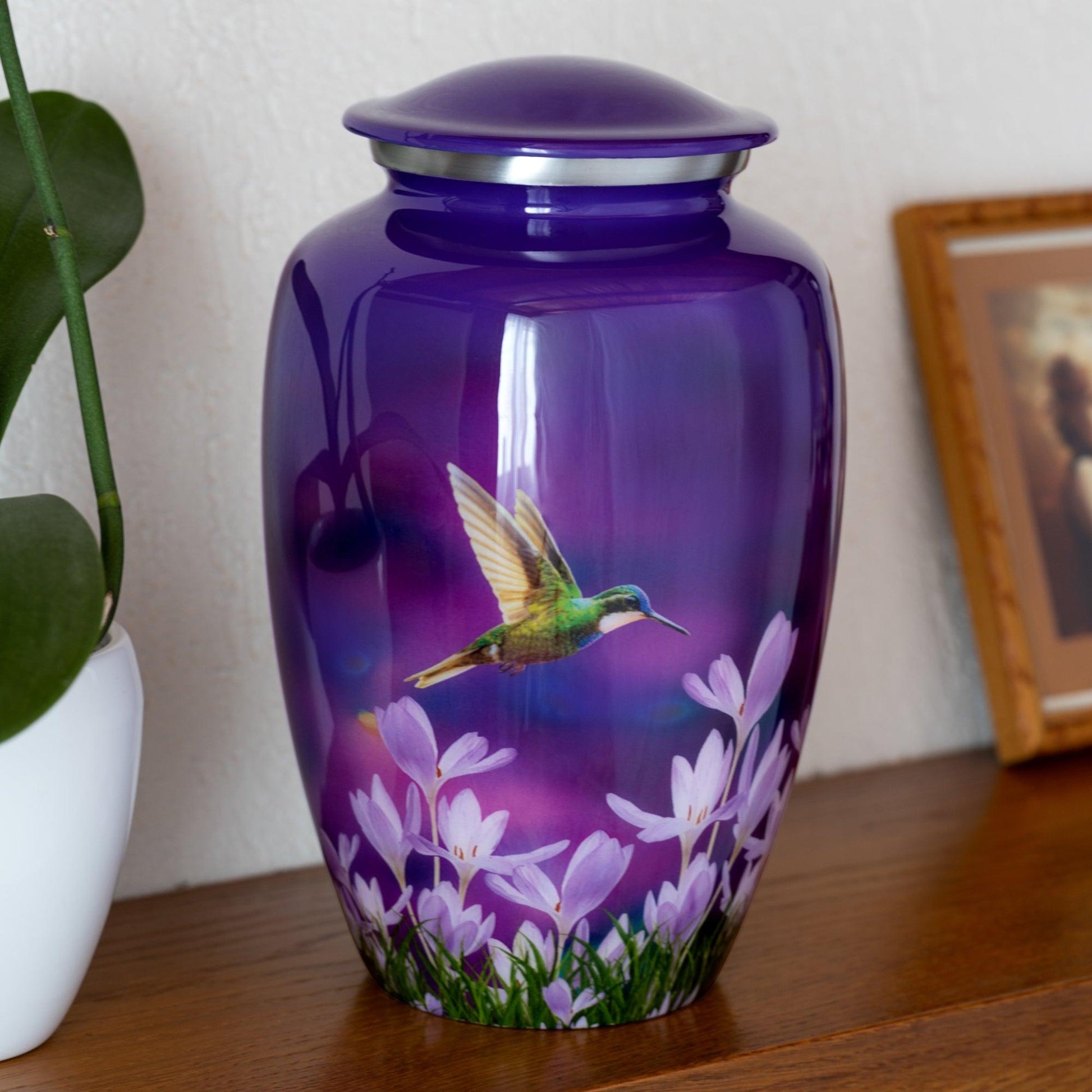 White Hummingbird Urn for Ashes - olivia-memorials