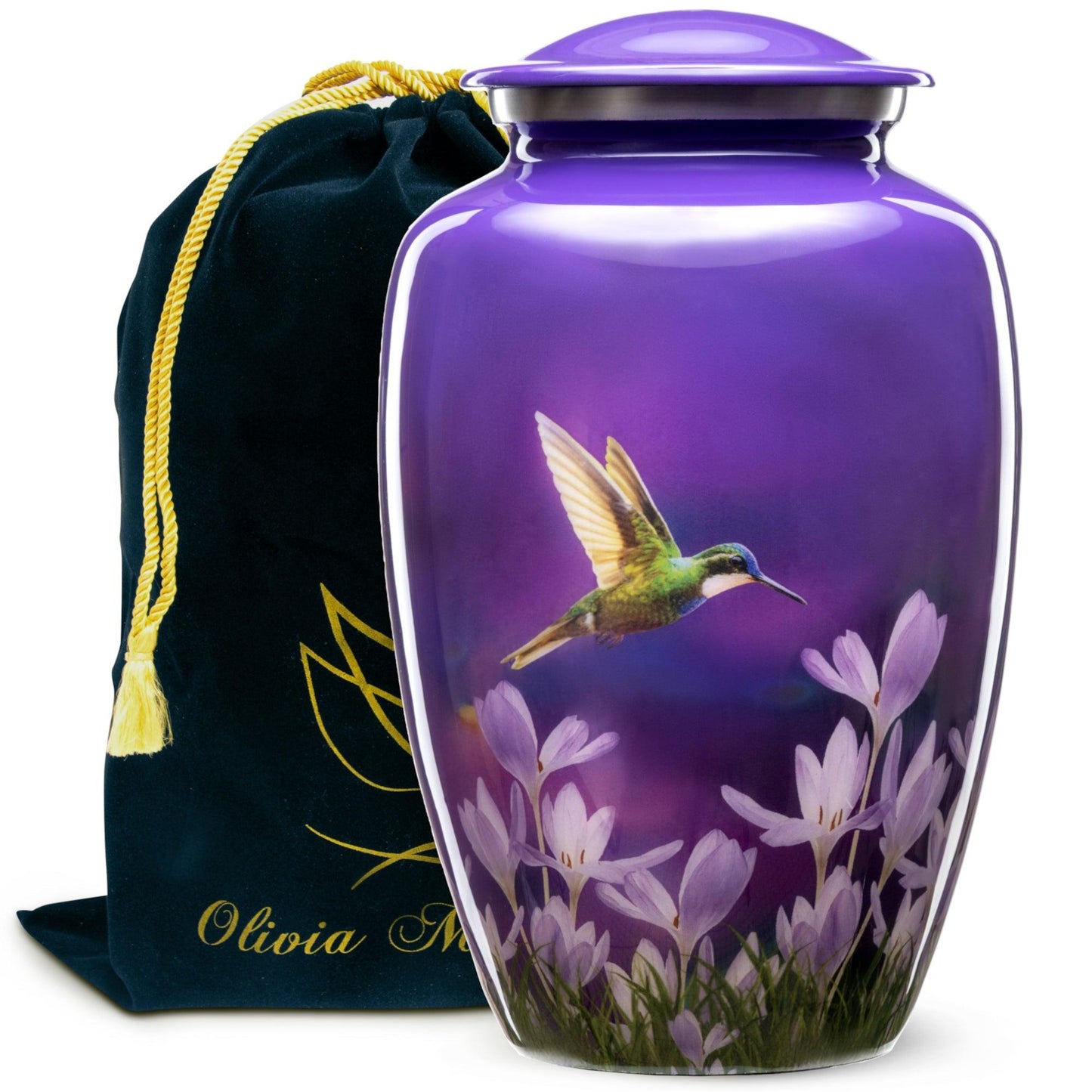 White Hummingbird Urn for Ashes - olivia-memorials