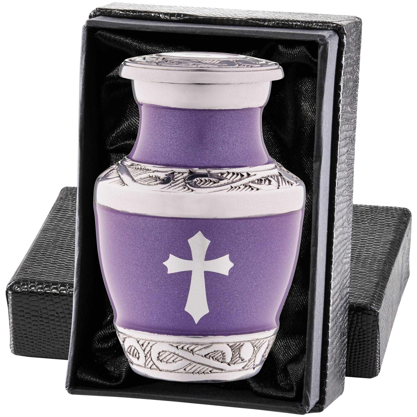 Cremation urn for ashes - 1urneCrossPurple-principal-_1 - olivia-memorials