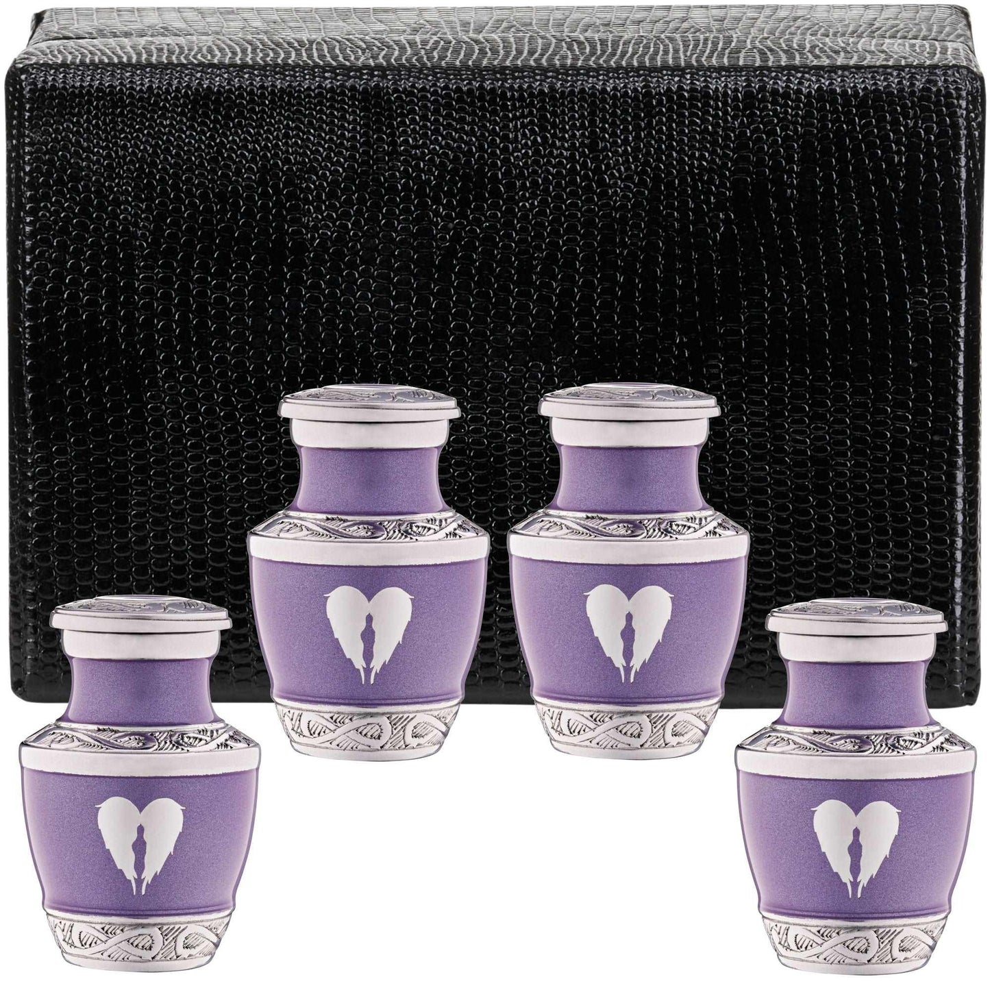 4 Small Purple Angel Wings Urns