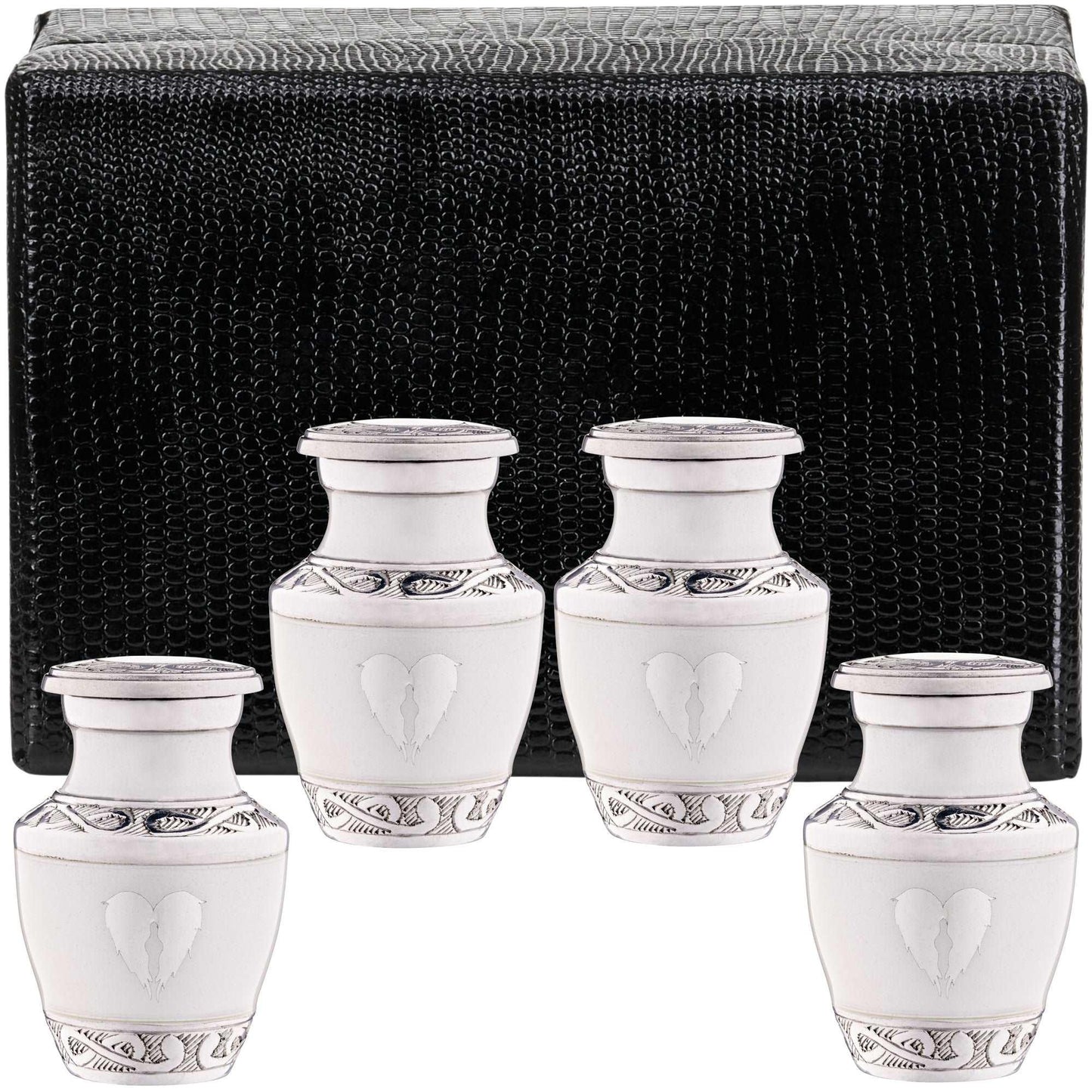 4 Small White Angel Wings Urns