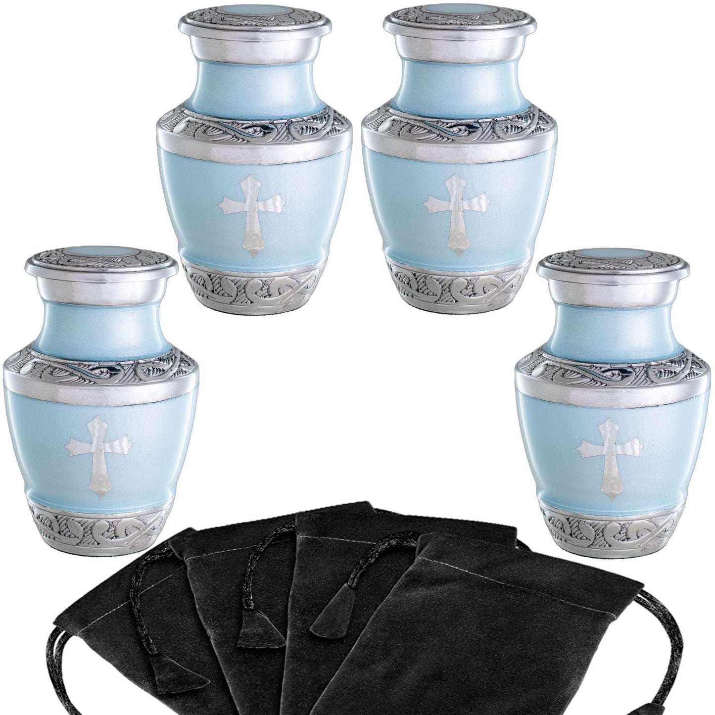 Cremation urn for ashes - 4urnescrossblue-_4 - olivia-memorials