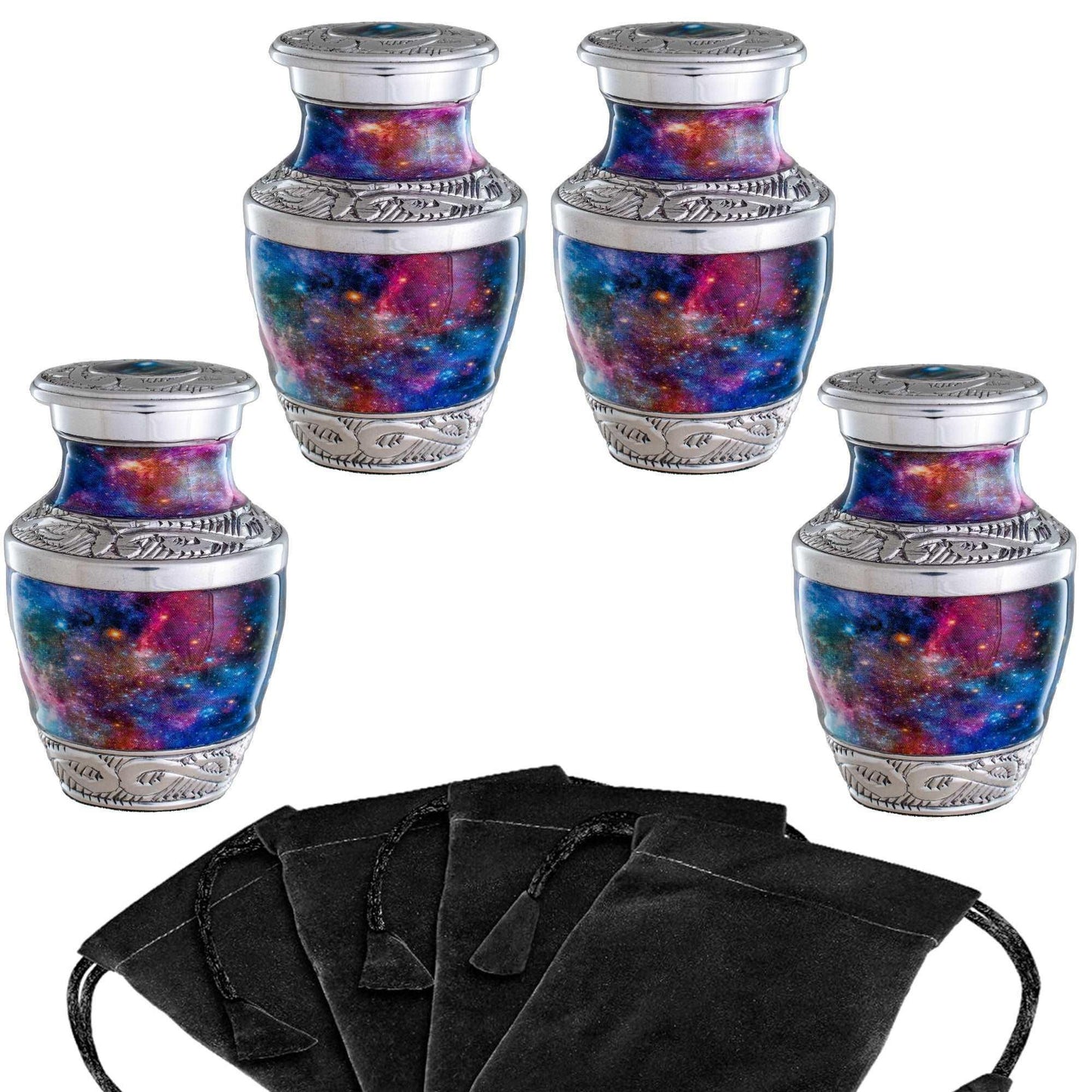 Set of 4 galaxy cremation urn for ashes, keepsake size, view 4 - Olivia Memorials