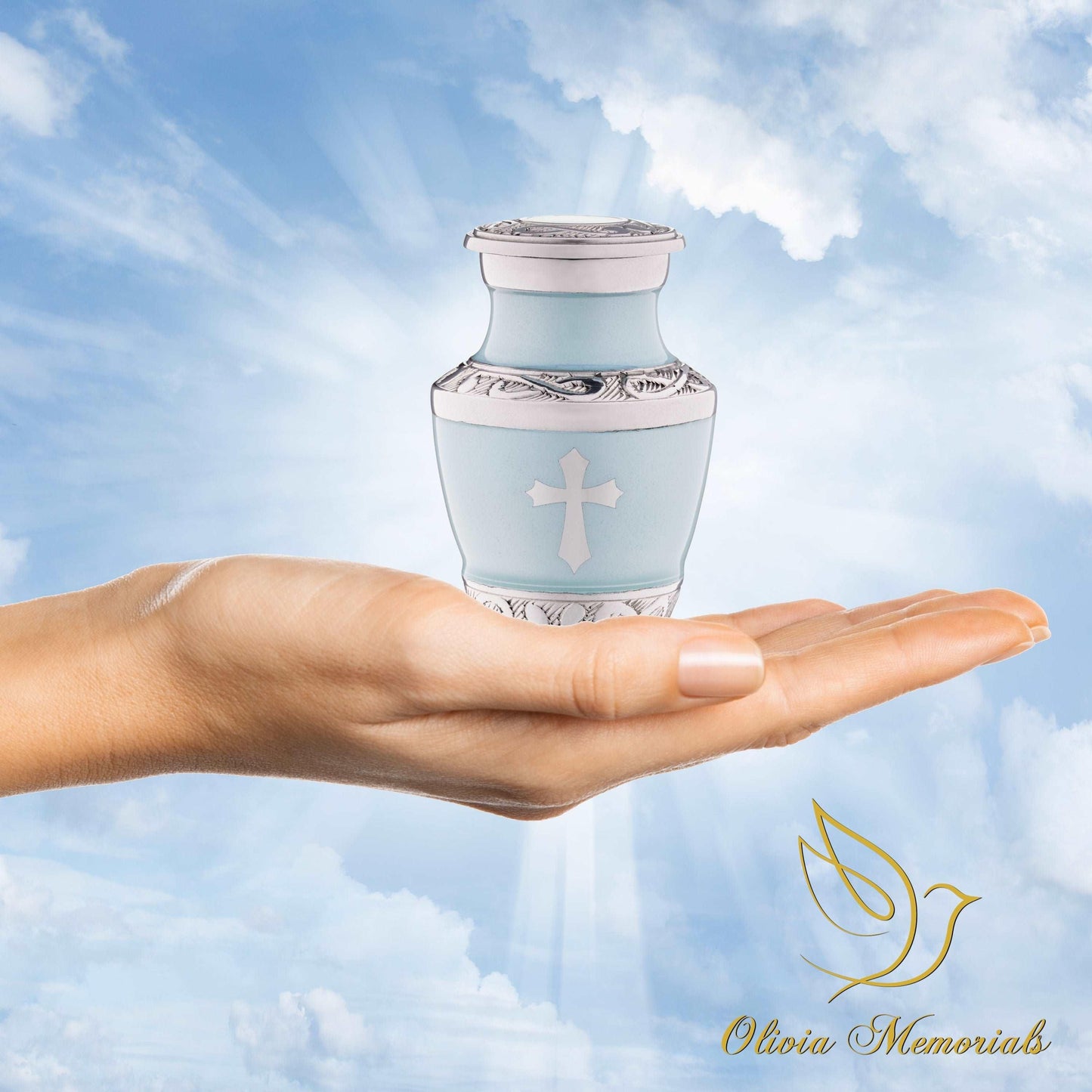 4 Small Blue God's Love Urn