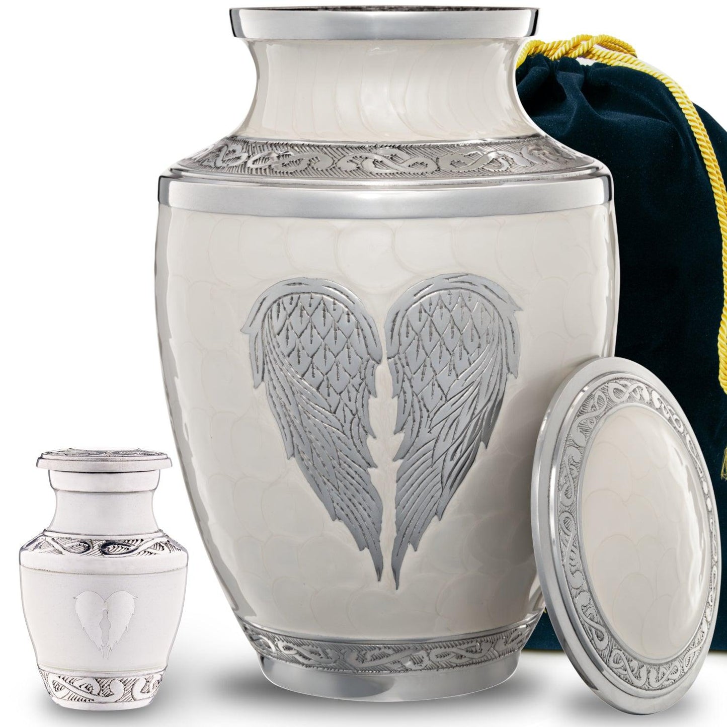 4 Small White Angel Wings Urns - olivia-memorials