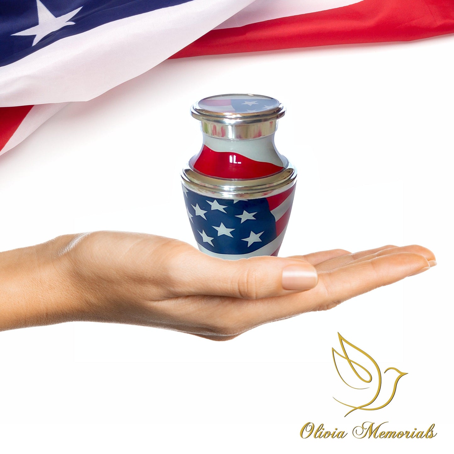 Small American Flag Patriotic Urns - olivia-memorials