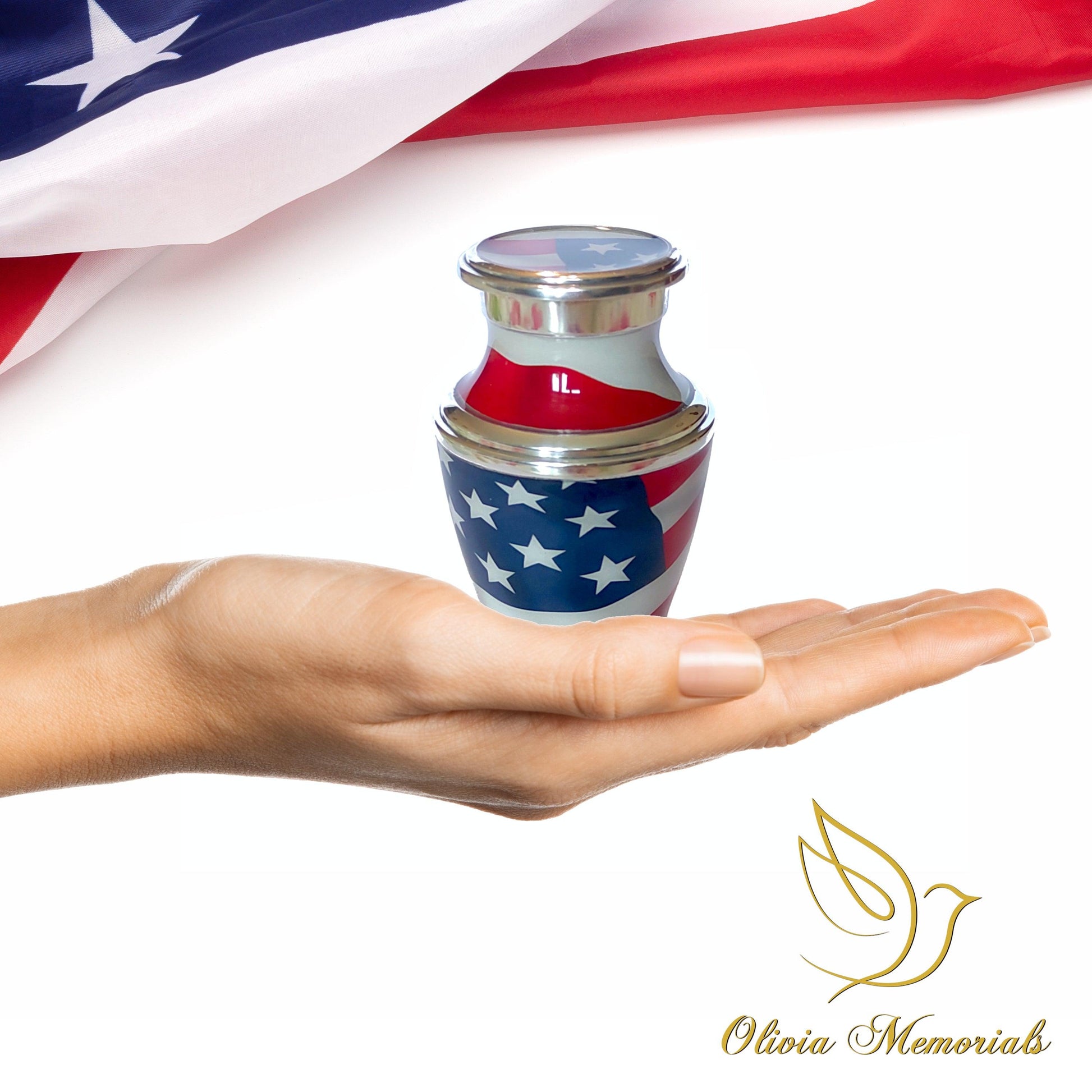 Small American Flag Patriotic Urns - olivia-memorials