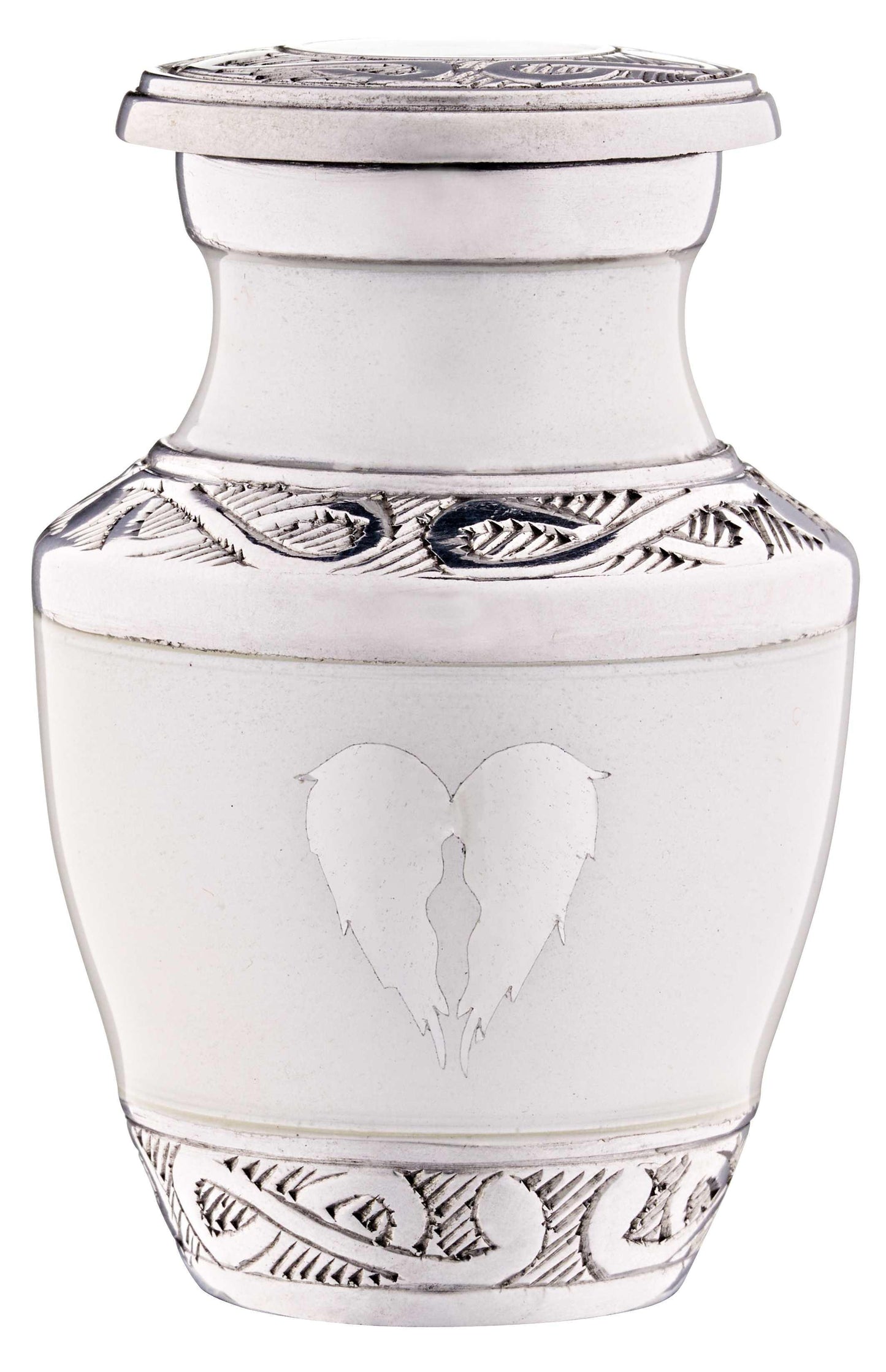 White angel wings cremation urn for ashes, keepsake size, view 5 - Olivia Memorials