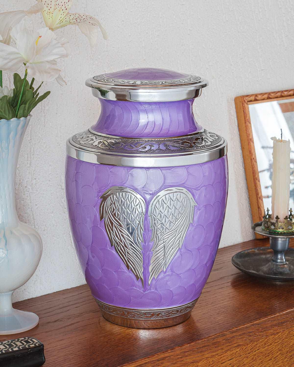 Purple Angel Wings Urn