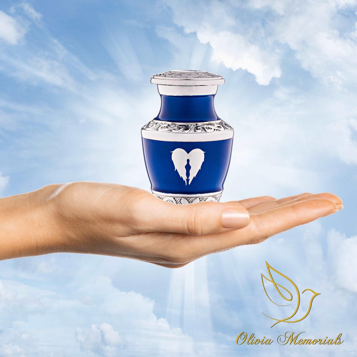 Small Blue Angel Wings Urn