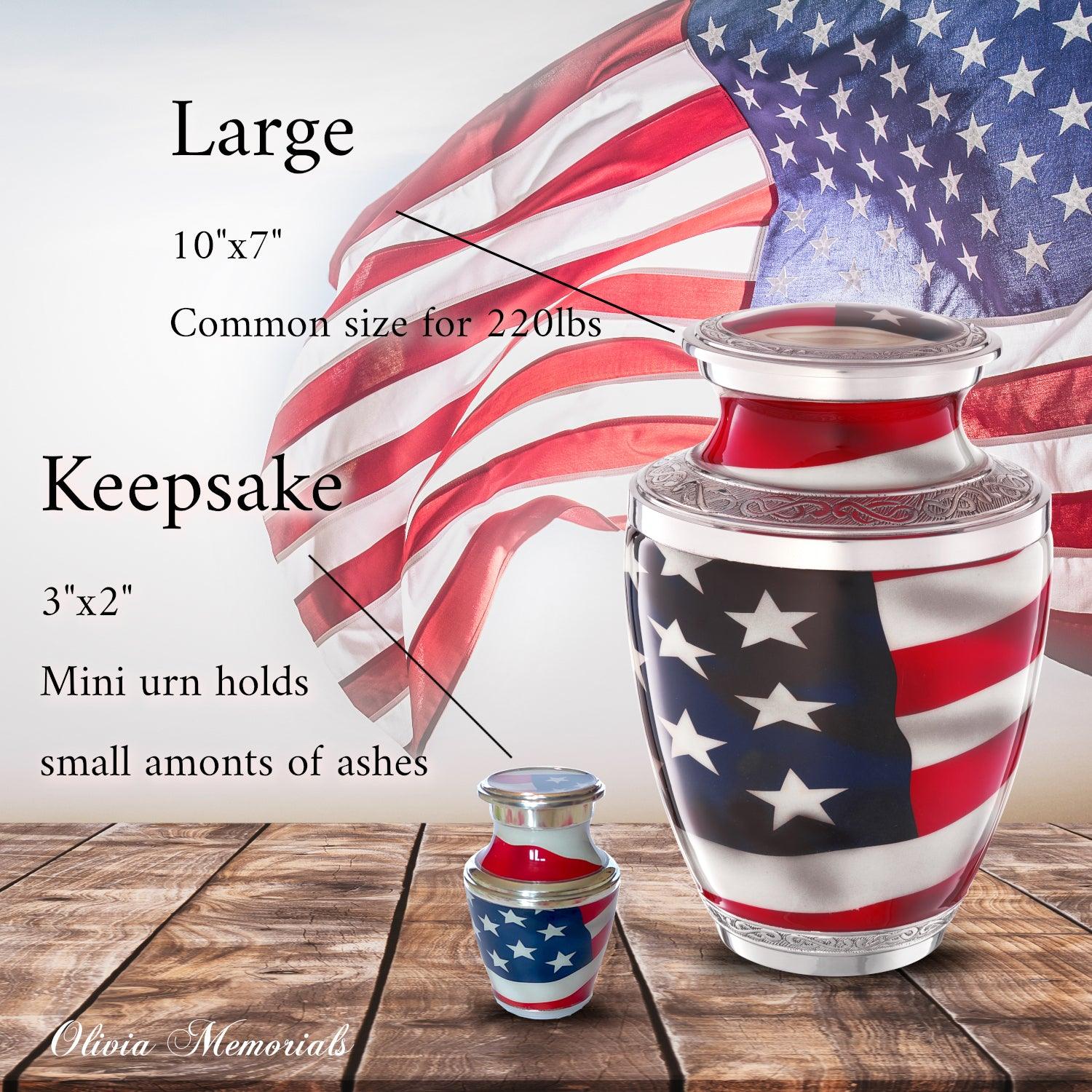 Small American Flag Patriotic Urns - olivia-memorials