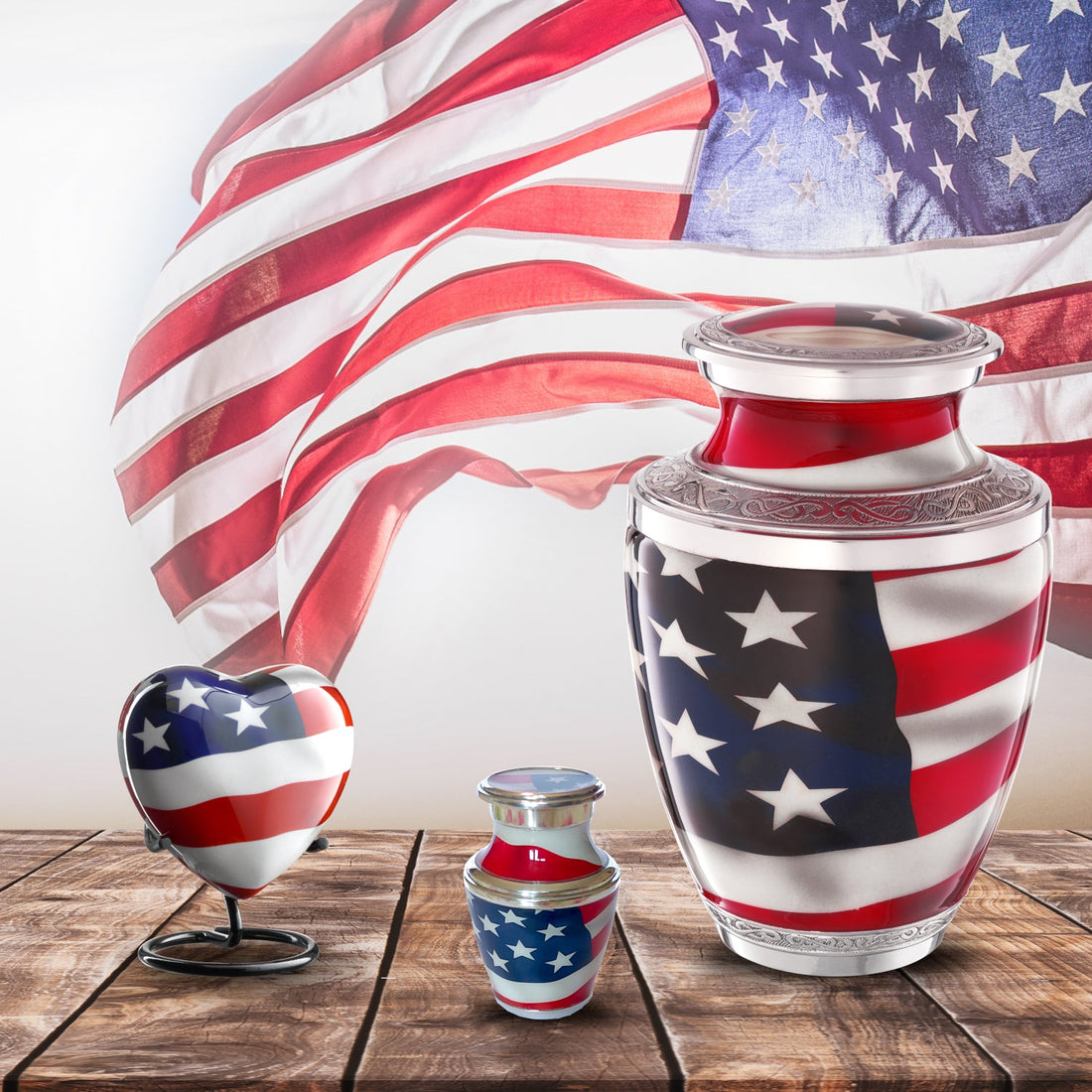 Patriotic urn for veteran army