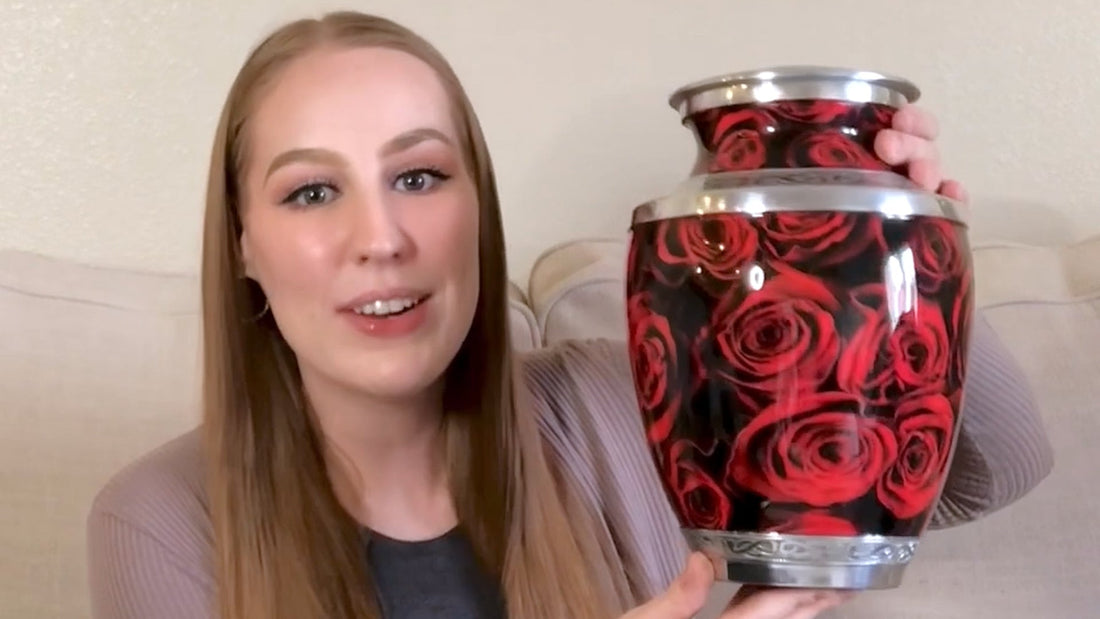 urn with roses for mom 