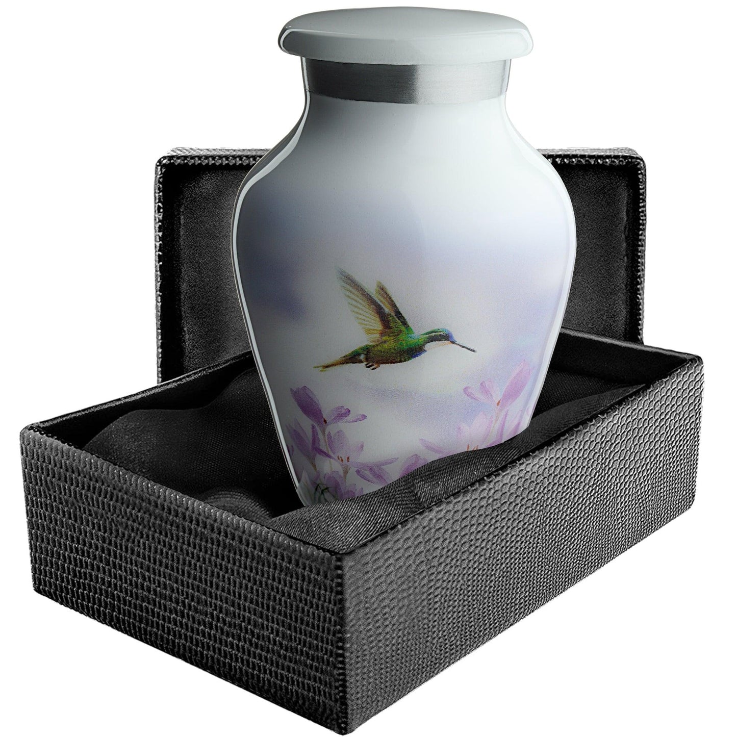 Small White Hummingbird Urn Keepsake - olivia-memorials