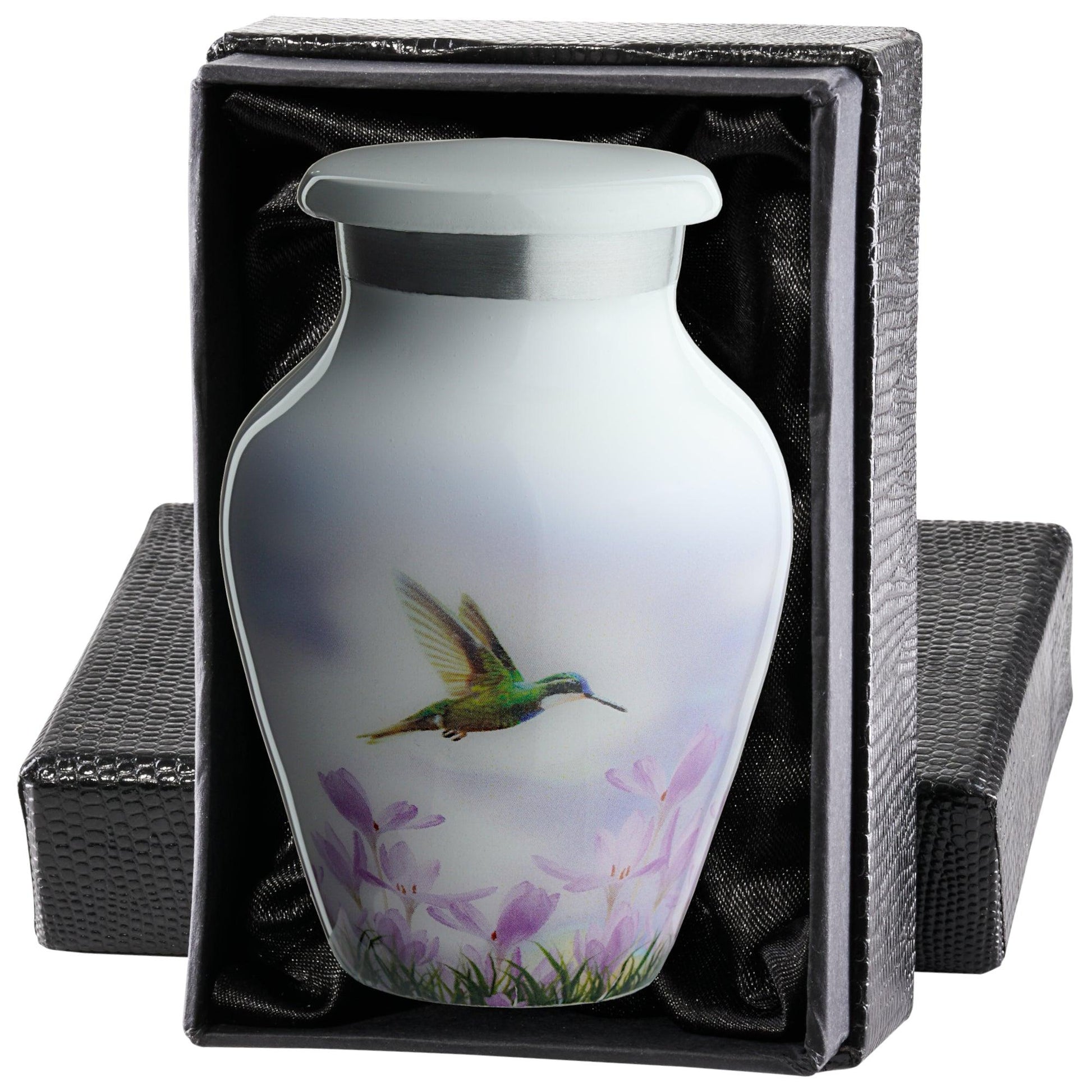 Small White Hummingbird Urn Keepsake - olivia-memorials