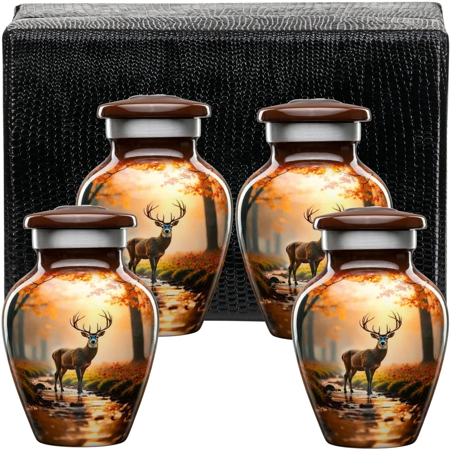 Set of 4 Small Deer Urns Keepsake