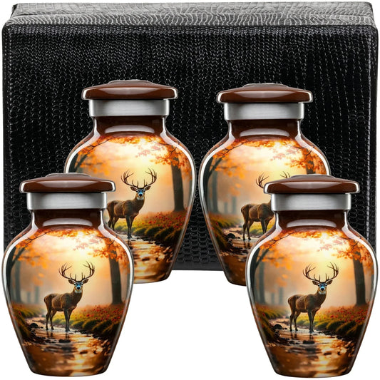 Set of 4 Small Deer Urns Keepsake