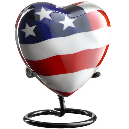 Small American Flag Urn - Heart Shape
