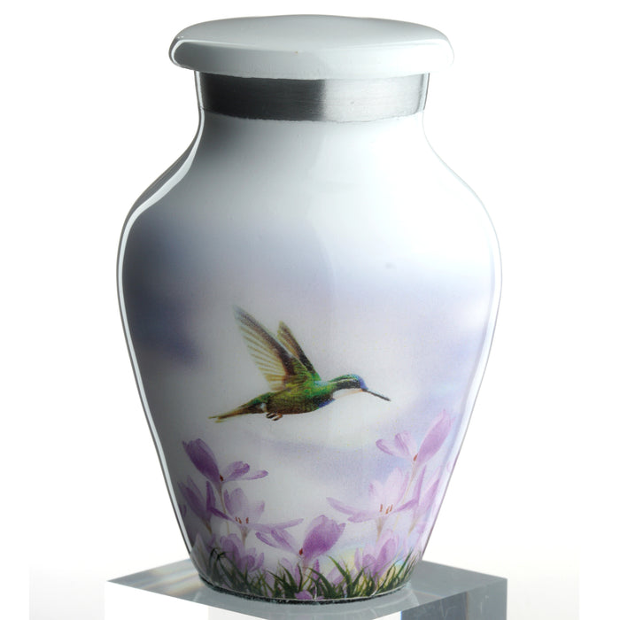 Set of 4 White Hummingbird Urns Keepsakes