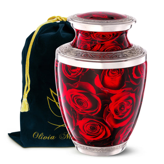 Crimson Roses Urn - olivia-memorials