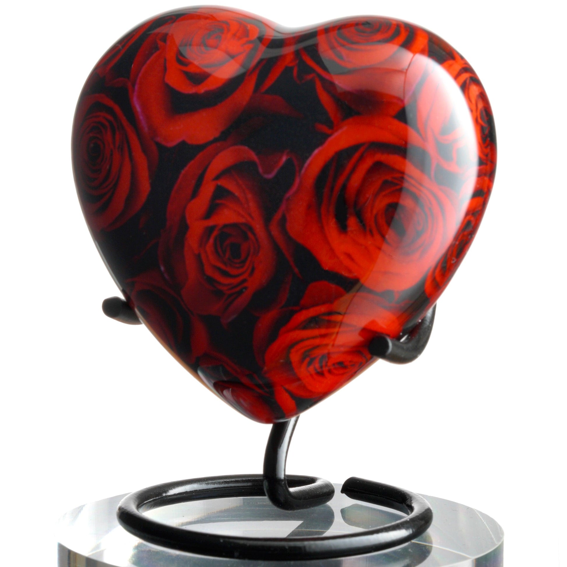 Small Crimson Roses Urn - Heart Shape
