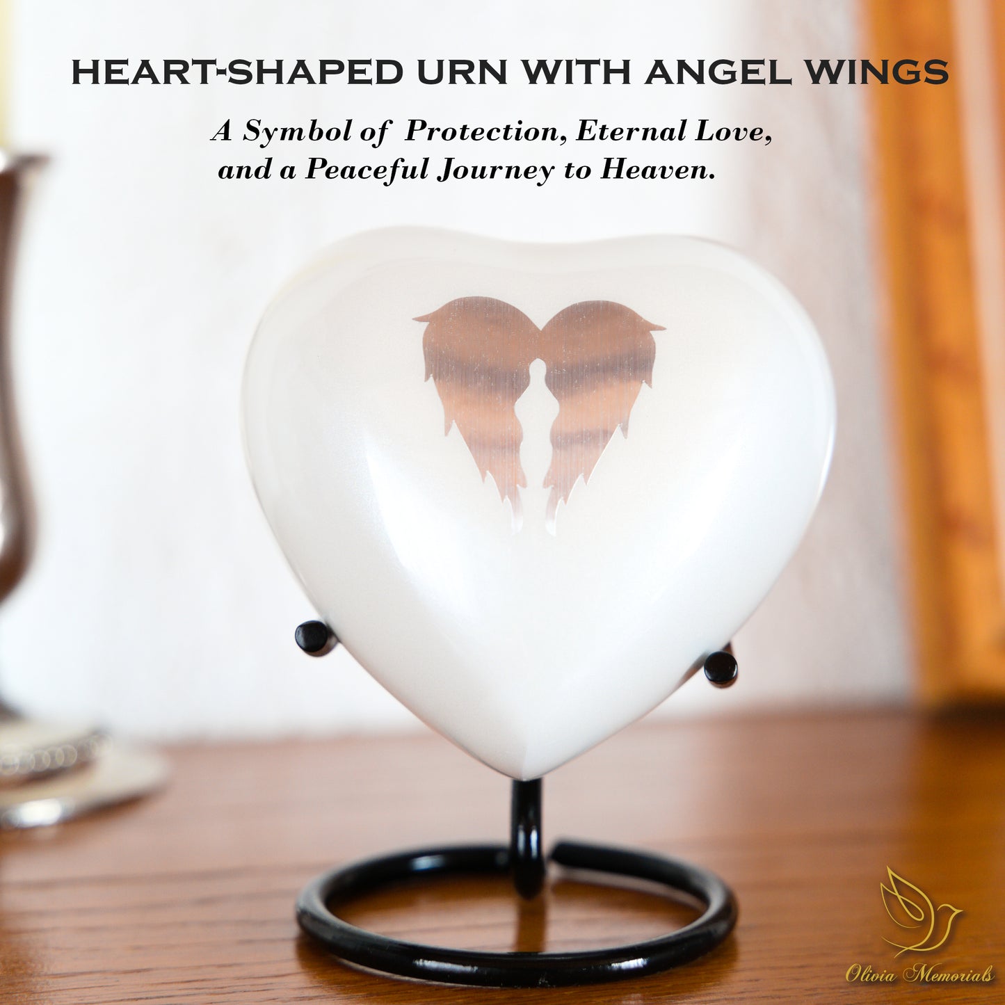 Small Angel Wings Urns - Heart Shaped Keepsakes
