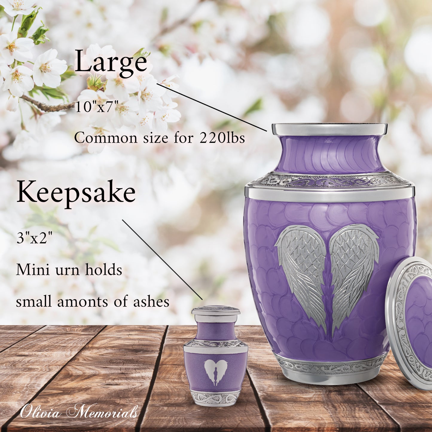 4 Small Purple Angel Wings Urns