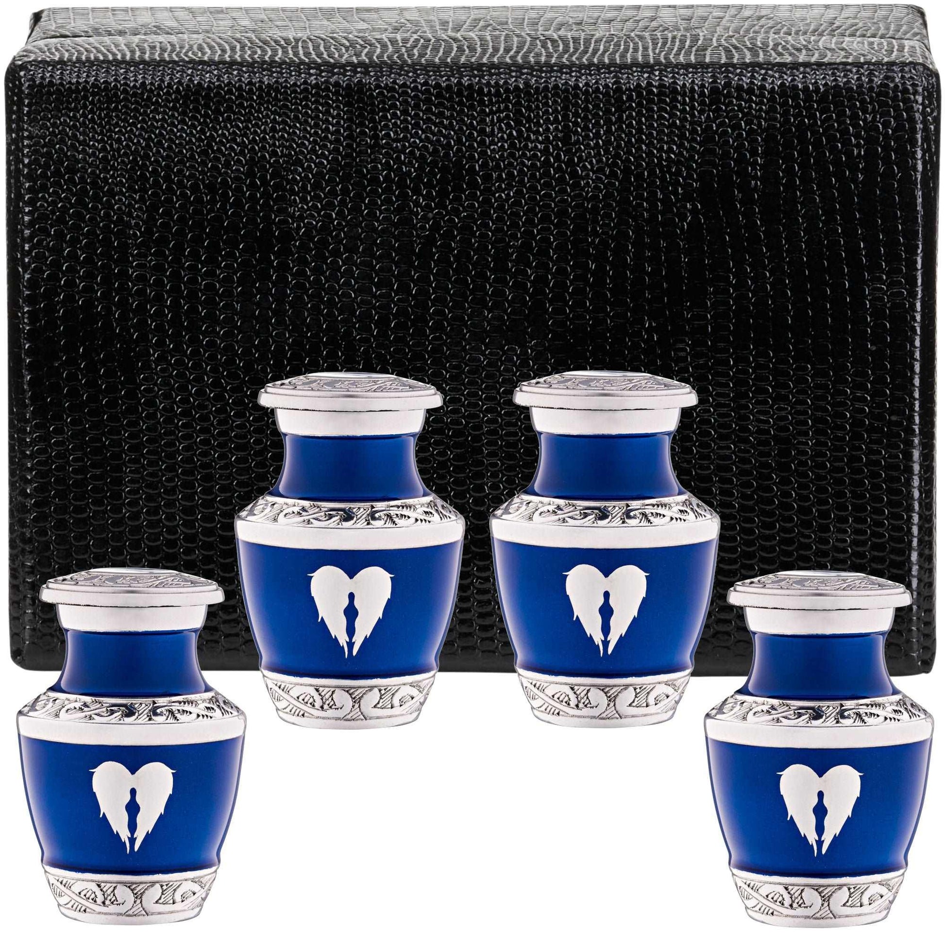 4 Small Blue Angel Wings Urn