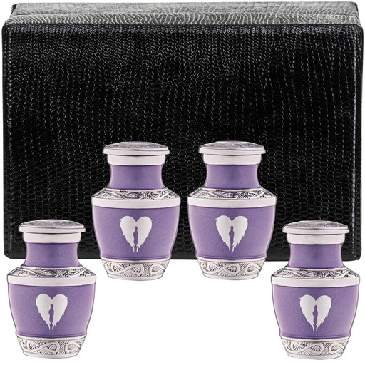 4 Small Purple Angel Wings Urns