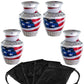 4 Small American Flag Patriotic Urns