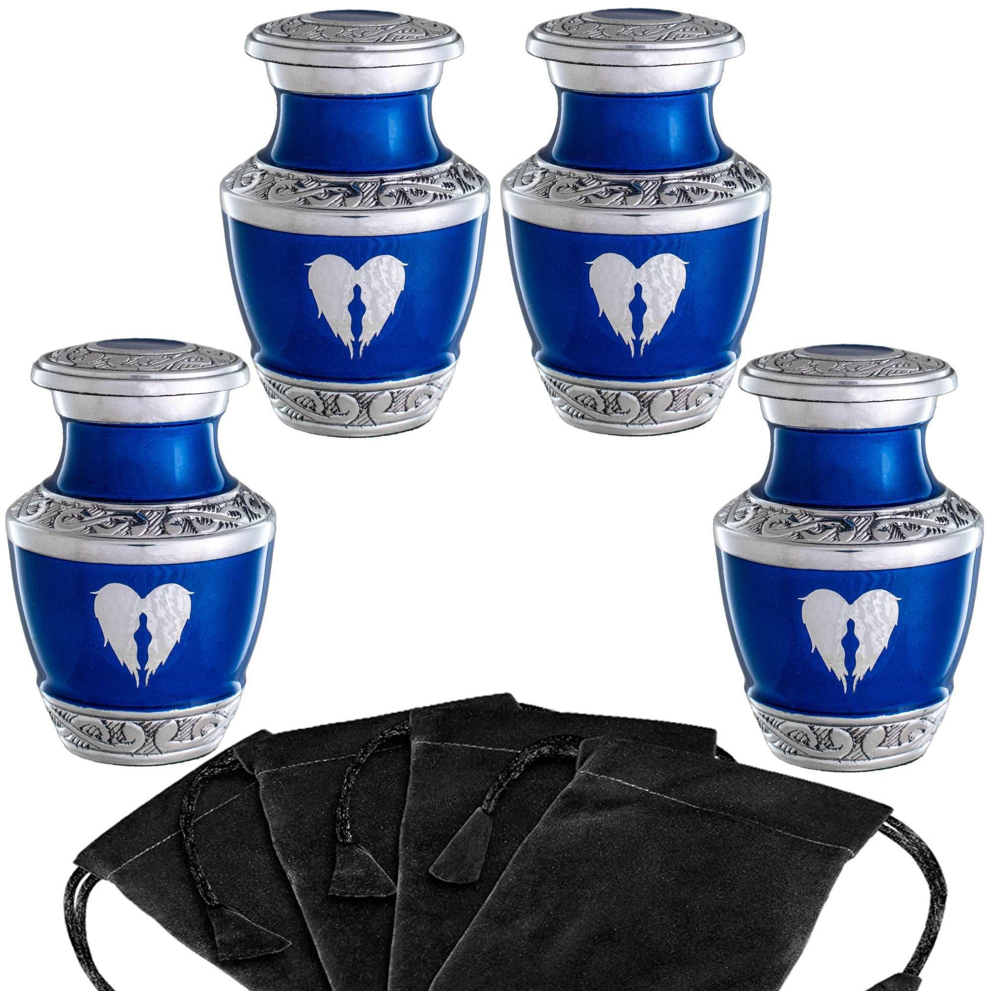 4 Small Blue Angel Wings Urn