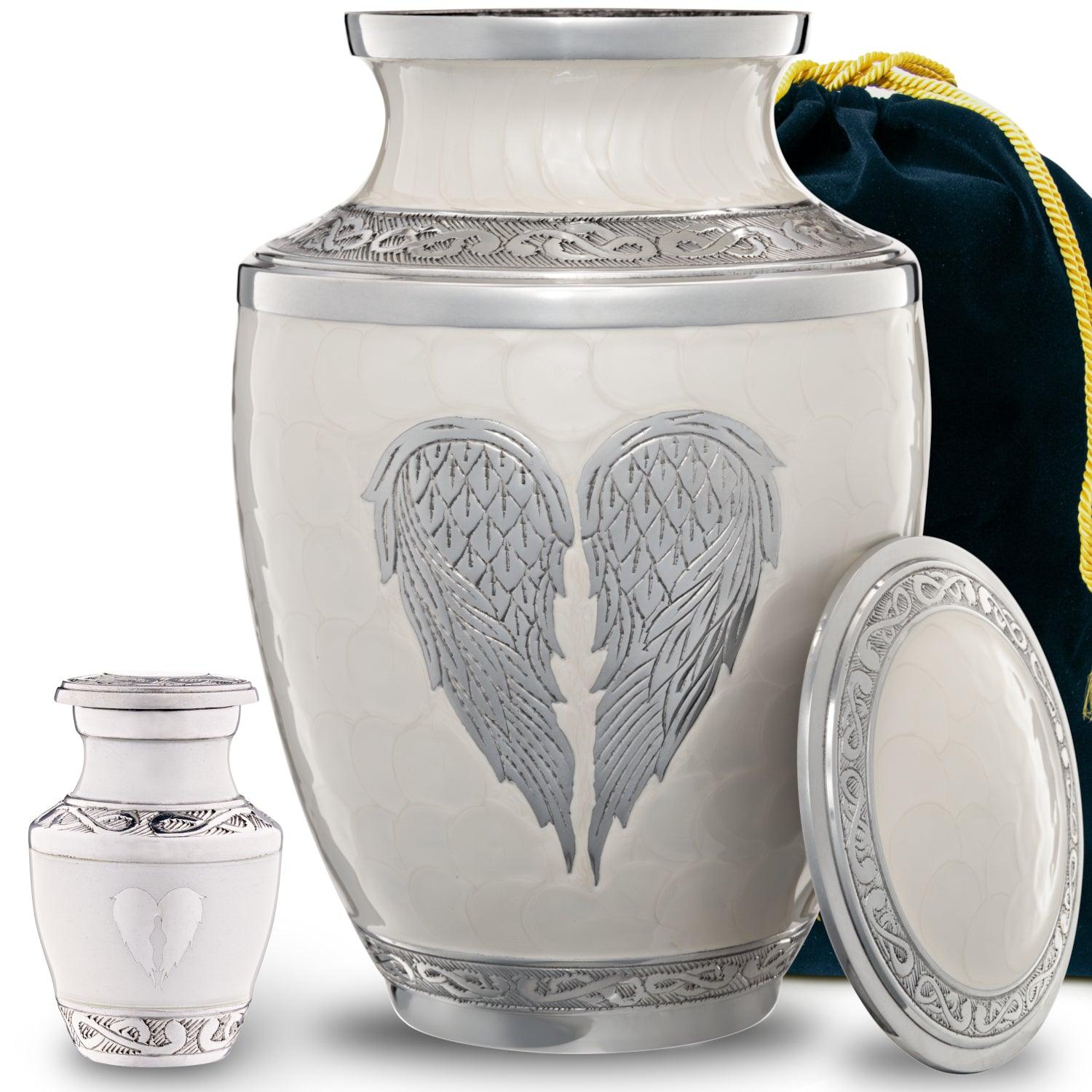 White Angel Wings Urn - olivia-memorials