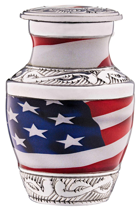 4 Small American Flag Patriotic Urns