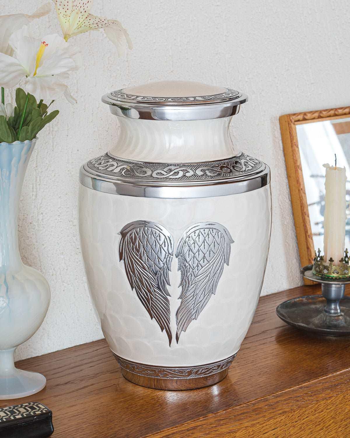 White Angel Wings Urn