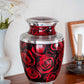 red urn crimson roses for ashes for adults