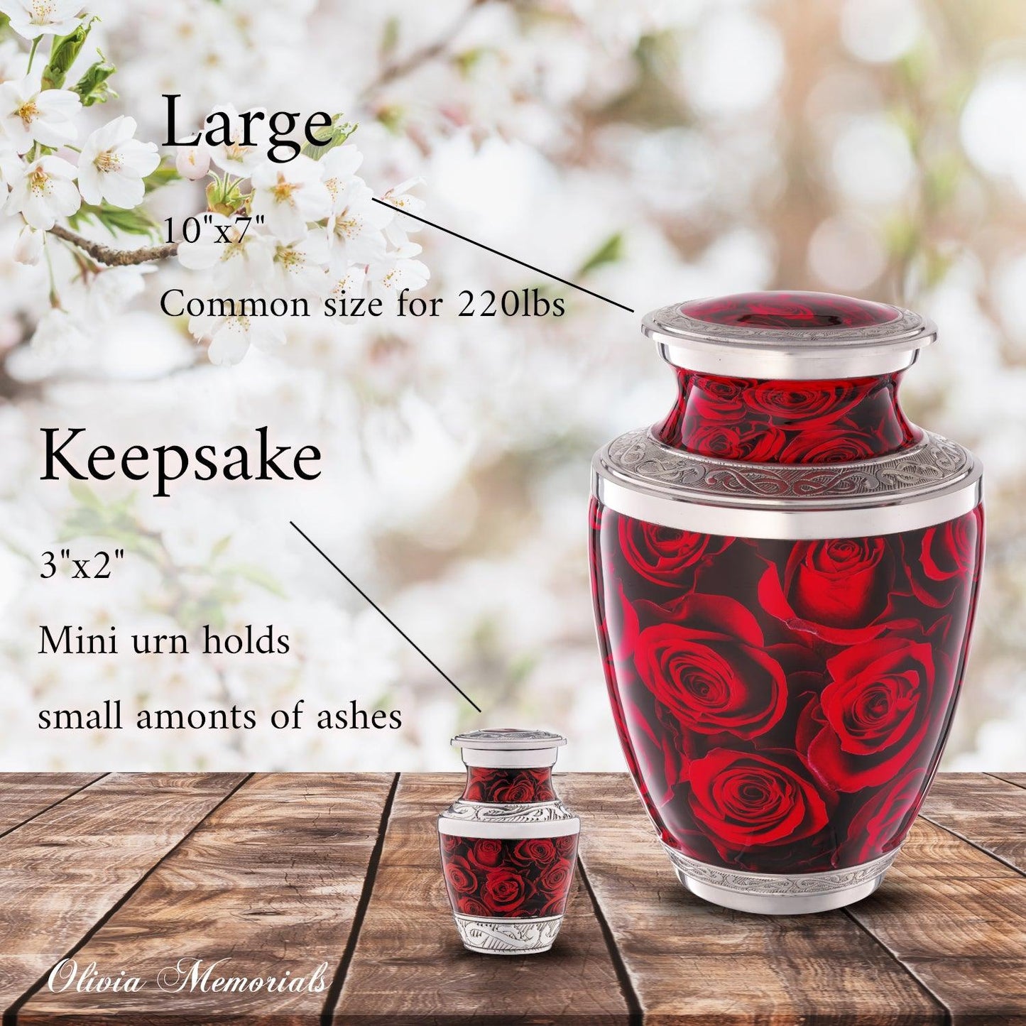 Crimson Roses Urn - olivia-memorials